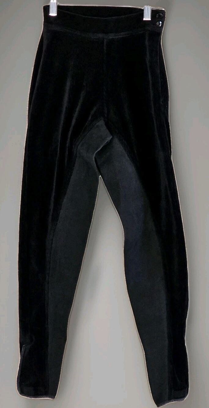 ROMFH Full Seat Horse Riding Breeches Size 1 Corduroy Side Zip Equestrian Black